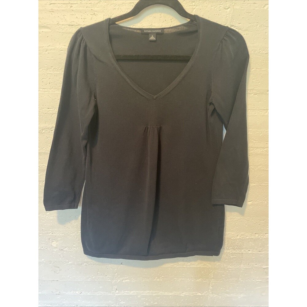 Vintage Y2K Banana Republic Babydoll 3/4 Sleeve Black Sweater S Fairygrunge